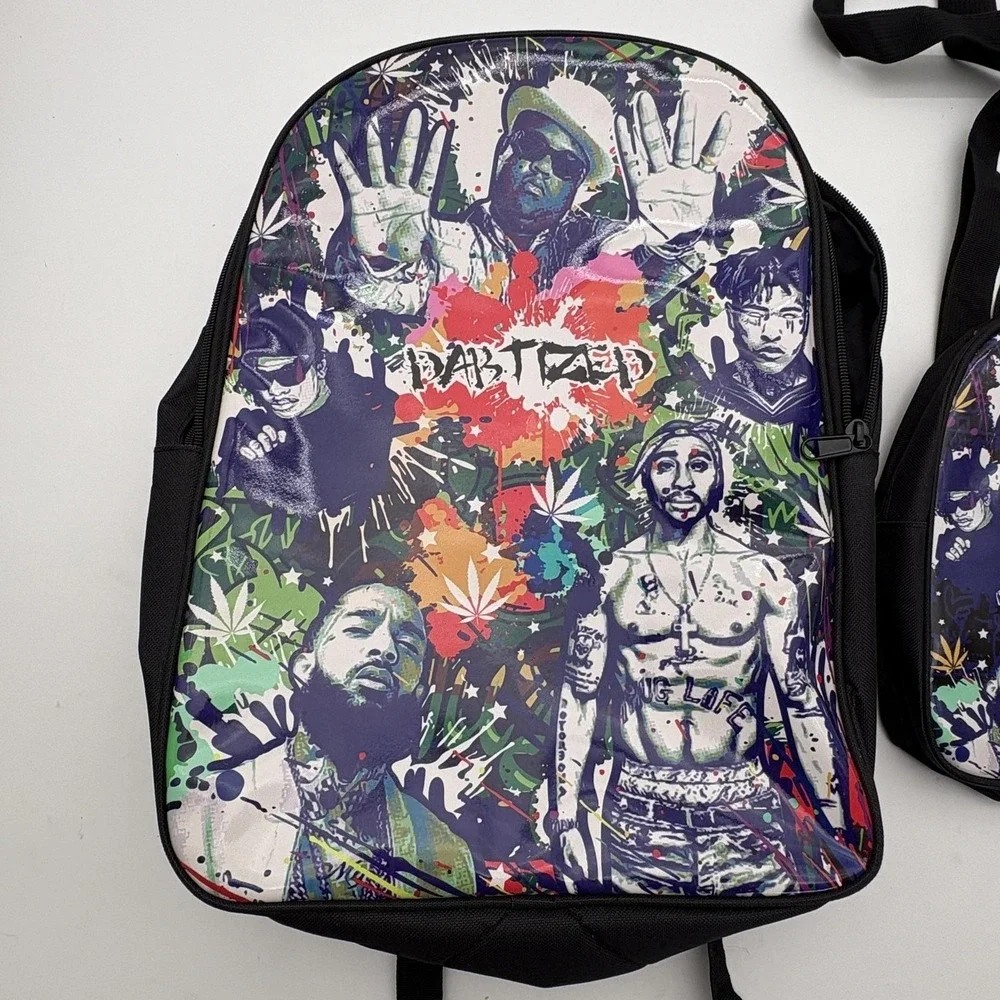 Rap Hip Hop Backpack Sling Bag Set 18in‎ Multicolor Mens Daypack Travel School